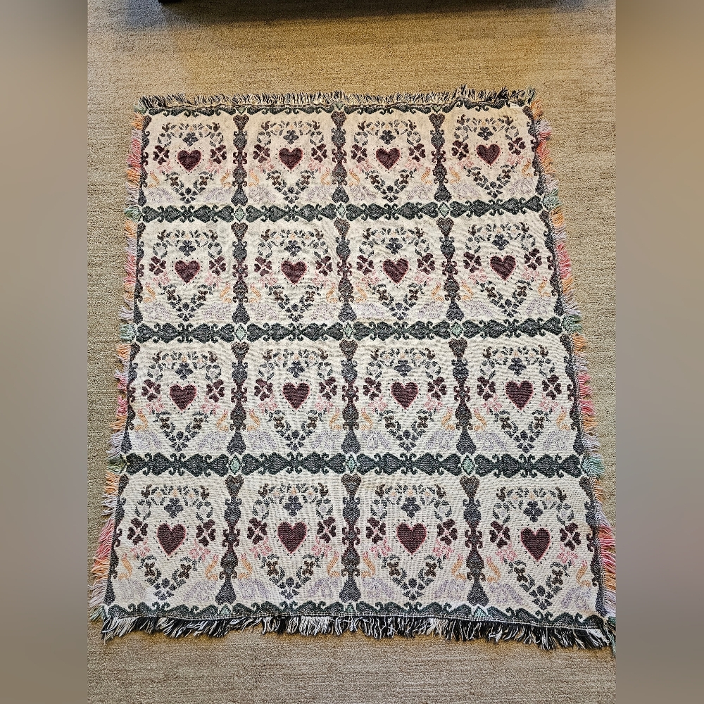 Handmade Heart Tapestry Throw